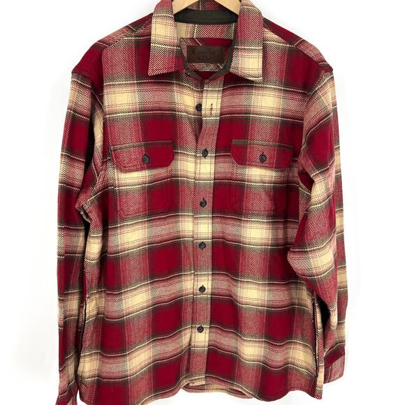 Orvis Other - ORVIS Red and Tan Plaid Flannel Shacket Shirt Size Large